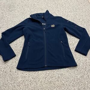 Columbia Full Zip Fleece Jacket Notre Dame Sz S Navy Gold Embroidered Outdoor